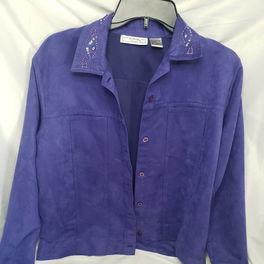 Kenneth Too! Purple Faux Suede Light Dress Jacket (PS)